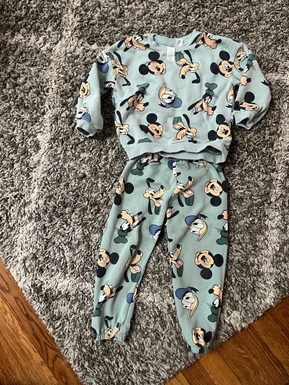 H&M Light Green Mickey Mouse Kids Matching Set